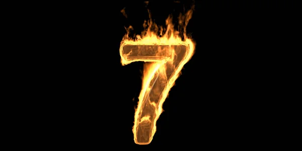 Brandend Vuur Nummer Zeven Brandend Brandend Lettertype Heet Rood Vuur — Stockfoto