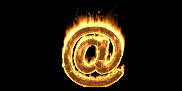 Спалювання Знаку Адреси Електронної Пошти Поштовий Символ Вогню Димом Вогненним — стокове фото