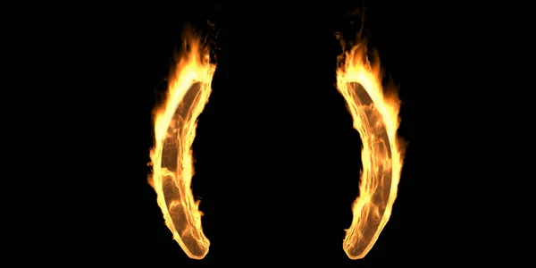 Burning Klammern Zeichen Feuerflamme Runde Klammern Symbol Mit Rauch Und — Stockfoto