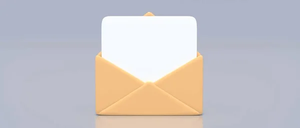 Envelope Design Mínimo Aberto Vazio Branco Cartão Papel Branco Fundo — Fotografia de Stock