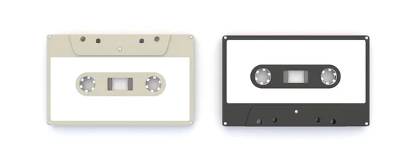 Muzyka Retro Kasety Audio Czystymi Etykietami Izolowanymi Białym Tle Stary — Zdjęcie stockowe