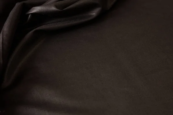 Textura Textil Lujo Fondo Satinado Negro Material Onda Tela Seda — Foto de Stock