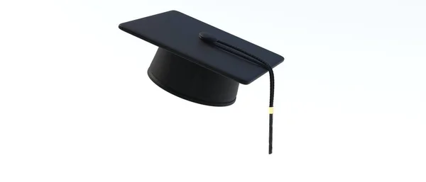 毕业帽 高中或大学帽 有白色背景的花边 学生学位颁授仪式 教育方案的要素 3D说明 — 图库照片