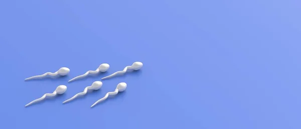 Menselijke Spermacellen Blauwe Achtergrond Sperma Onder Microscoop Mannelijke Spermatozoon Beweging — Stockfoto