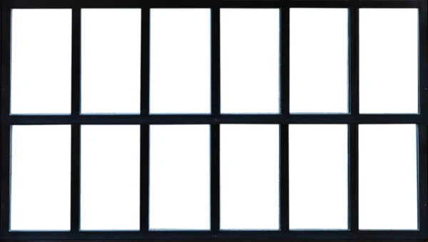 Metal Frame Window Background Black Color Aluminum Grid White Glass — Stock Photo, Image