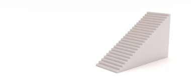 Upward podium staircase, rising straight stair isometric solid isolated on white background, space. Ambition, business growth, career success. 3d illustration