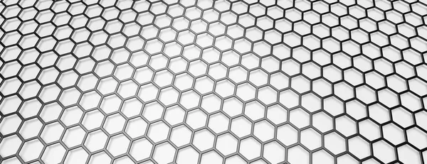 Hexagonal Pattern Hexagon Grid Mesh Black Honeycomb Cell White Background —  Fotos de Stock