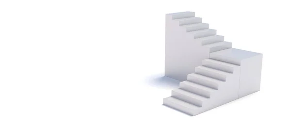 Escada Ascendente Sólido Isométrico Com Volta Isolada Sobre Fundo Branco — Fotografia de Stock