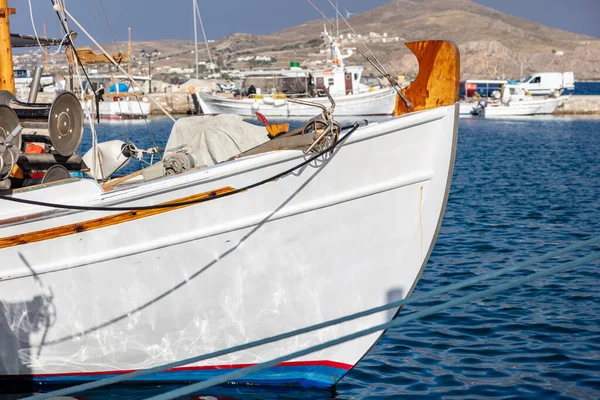 Fishing Boat Anchored Naousa Old Harbor Paros Island Greece Cyclades — Stock Photo, Image