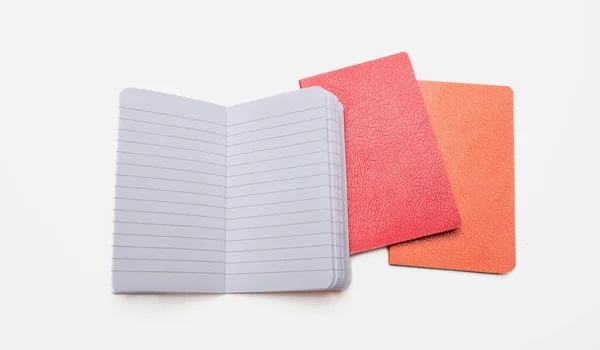 Notepad Isolated White Background Open Copybook Blank Paper Page Red — 图库照片