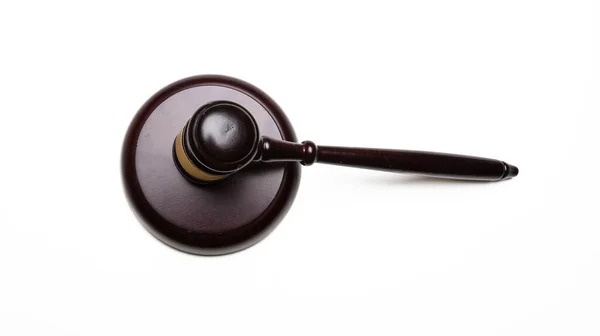 Judge Gavel Isolated Cutout White Auction Law Symbol Wooden Hammer — Fotografia de Stock