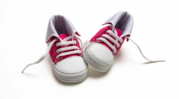 Kid Small Sneakers Canvas Booties Isolated White Background Cute Sport — Foto de Stock