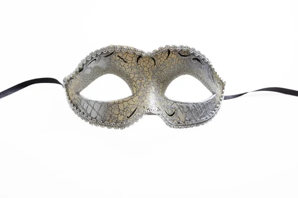 Carnival Mask Isolated White Background Venetian Theatre Female Face Silver — 图库照片