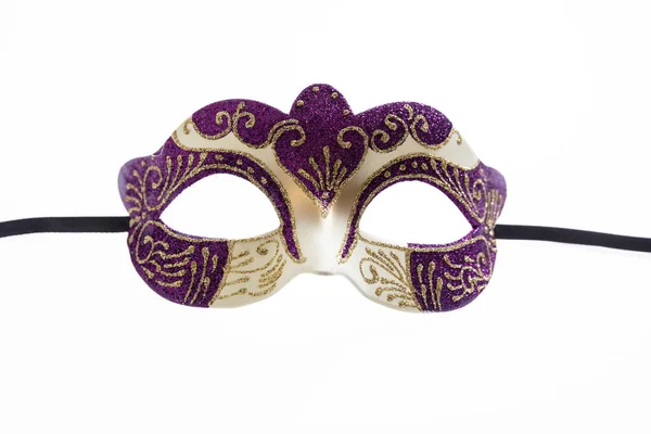 Carnival Mask Isolated White Background Venetian Theatre Female Face Purple — Stock fotografie