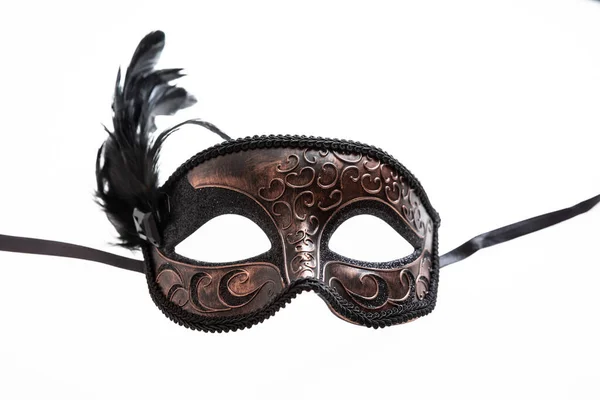 Carnival Mask Isolated White Background Venetian Theatre Female Brown Color — 图库照片