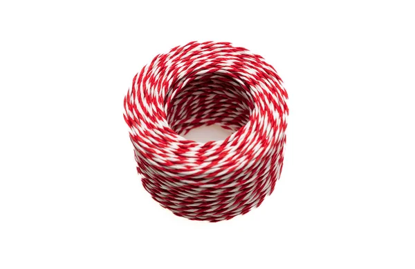Christmas Present Wrapping Red White Striped Twine Reel Isolated Cutout — Stock Fotó