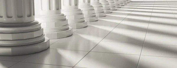 Spalte Weißer Marmorstein Rechtsgebäude Architektonisches Detail Säule Einer Reihe Leerer — Stockfoto