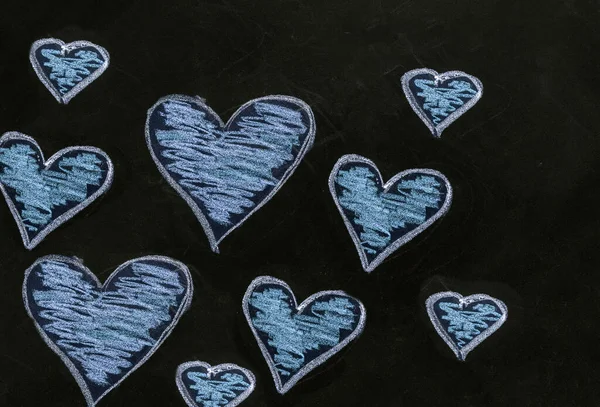 Patrón Dibujo Del Corazón Pizarra Escuela Amor Símbolo Del Día — Foto de Stock
