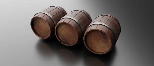 Oak Wood Barrel Wine Beer Storage Wooden Whiskey Rum Barrel — Stock Photo, Image