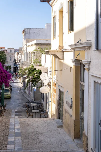 Griechenland Insel Ermoupolis Syros Hauptstadt Der Kykladen Schmale Straße Traditionelle — Stockfoto