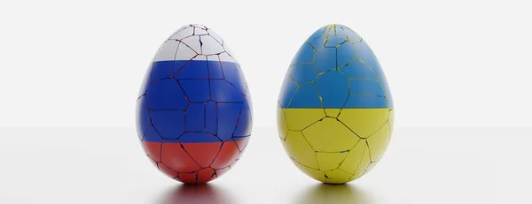Rusia Ucrania Crisis Amenaza Guerra Conflicto Bandera Nacional Sobre Huevos — Foto de Stock