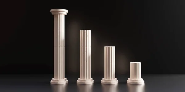 Colunata Clássica Coluna Pedra Mármore Quatro Pedestais Diminuem Altura Fundo — Fotografia de Stock