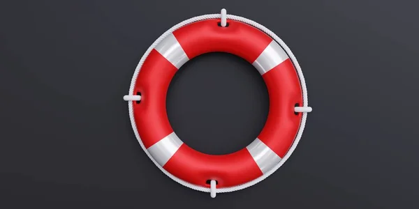 Спасатель Сером Черном Цвете Спасательный Круг Lifebuoy Белый Красный Цвет — стоковое фото