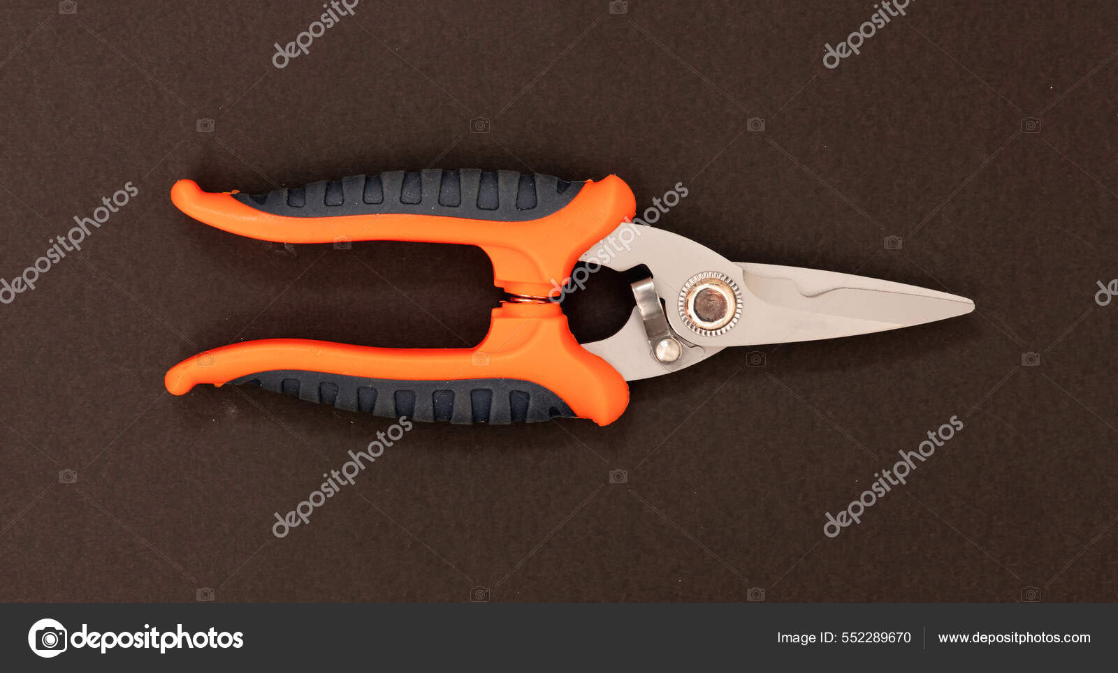 Sheet Metal Shears Steel Point Orange Black Color Rubber Handle Stock Photo  by ©gioiak2 552289670