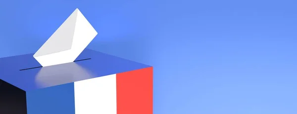 Francie Volby Prezident 2022 Bílá Obálka Francouzské Vlajce Volební Urny — Stock fotografie