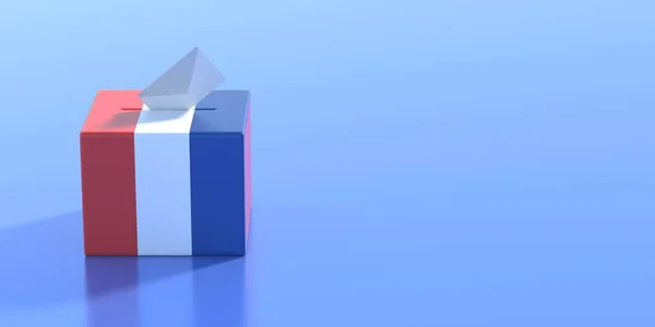 Wybory Francji Biała Koperta Francji Szczelina Głosowania Niebieskie Tło Szablon — Zdjęcie stockowe