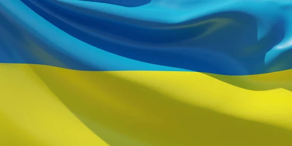 Ukraine Sign Symbol Ukrainian National Official Flag Waving Texture Background — Stock Photo, Image