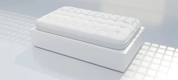 Łóżko Pojedynczy Materac Biały Kolor Sypialni Komfort Snu Widok Góry — Zdjęcie stockowe