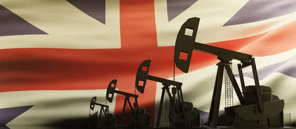 Producción Petróleo Gas Reino Unido Perforación Con Bomba Fondo Bandera — Foto de Stock