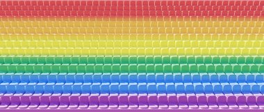 Gökkuşağı renkli spor stadyumu boş arka plan, LGBT Gay gururlu atlet topluluğu etkinliği. 3d hazırlayıcı