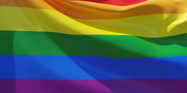 Gökkuşağı Bayrağı Dalgalanması Lgbt Işareti Eşcinsellerin Gurur Sembolü Arka Plan — Stok fotoğraf