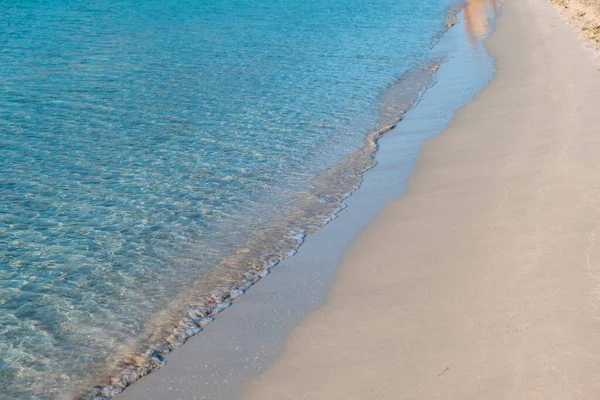 Empty Sandy Beach Greece Sea Water Transparent Turquoise Color White — Stock Photo, Image