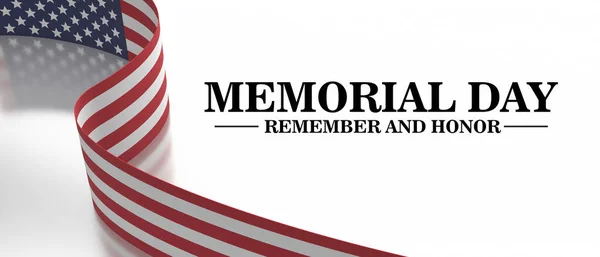Memorial Day Remember Honor Text America Flag White Background Happy — Stok fotoğraf