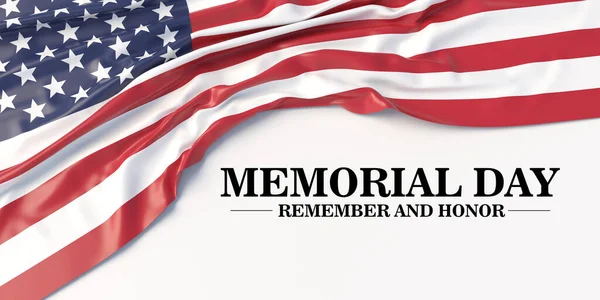 Memorial Day Remember Honor Text America Flag White Background Happy — Stok fotoğraf