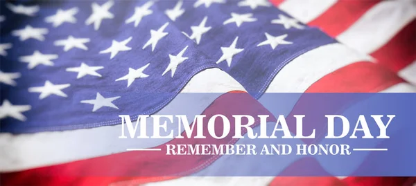 Текст Помни Почитай Флаге Америки Днем Памяти Скорби Национальный Праздник — стоковое фото