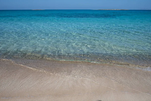 Empty Sandy Beach Greece Elafonisos Greek Island Sea Water Calm — Stock Photo, Image