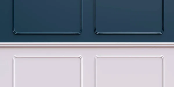 Wandwainscot Houten Decoratie Detail Klassieke Blauwe Witte Paneel Achtergrond Close — Stockfoto