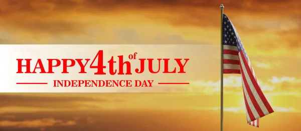 Juli Happy Juli Unabhängigkeitstag Amerikas Nationalfeiertag Text Und Flagge Vor — Stockfoto