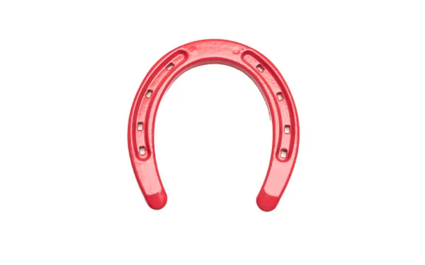 Horseshoe Isolated Cutout White Background Red Color Metal Horse Shoe — Fotografia de Stock