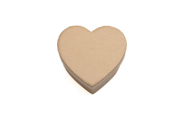 Leere Hülle Geschlossene Geschenkbox Herzform Isoliert Auf Weißem Hintergrund Designelement — Stockfoto