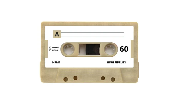 Cassette Audio Avec Étiquette Vierge Isolée Sur Fond Blanc Musique — Photo