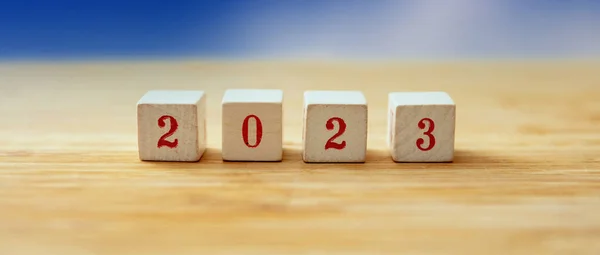 2023 Happy New Year Celebration Concept 2023 Digit Number Wooden — Stock Photo, Image