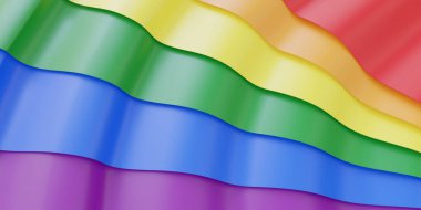 Gökkuşağı renkleri LGBT Gay gurur işareti. Soyut dalgalı geometrik çok renkli arkaplan dokusu. 3d hazırlayıcı