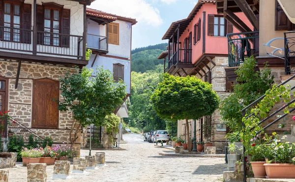 Grecia Pueblo Arnaia Chalkidiki Casa Tradicional Dos Plantas Arquitectura Macedonia — Foto de Stock