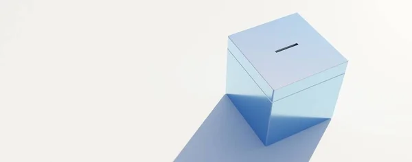 Koncepcja Wyborów Błyszcząca Metalowa Urna Głosowania Gniazdem Izolowanym Białym Tle — Zdjęcie stockowe