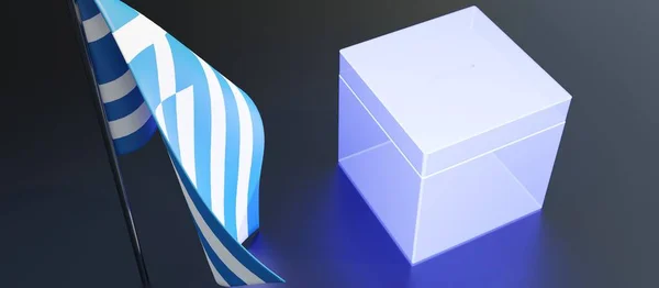 Election Greece White Ballot Box Greek Flag Black Background Blank — Stock fotografie